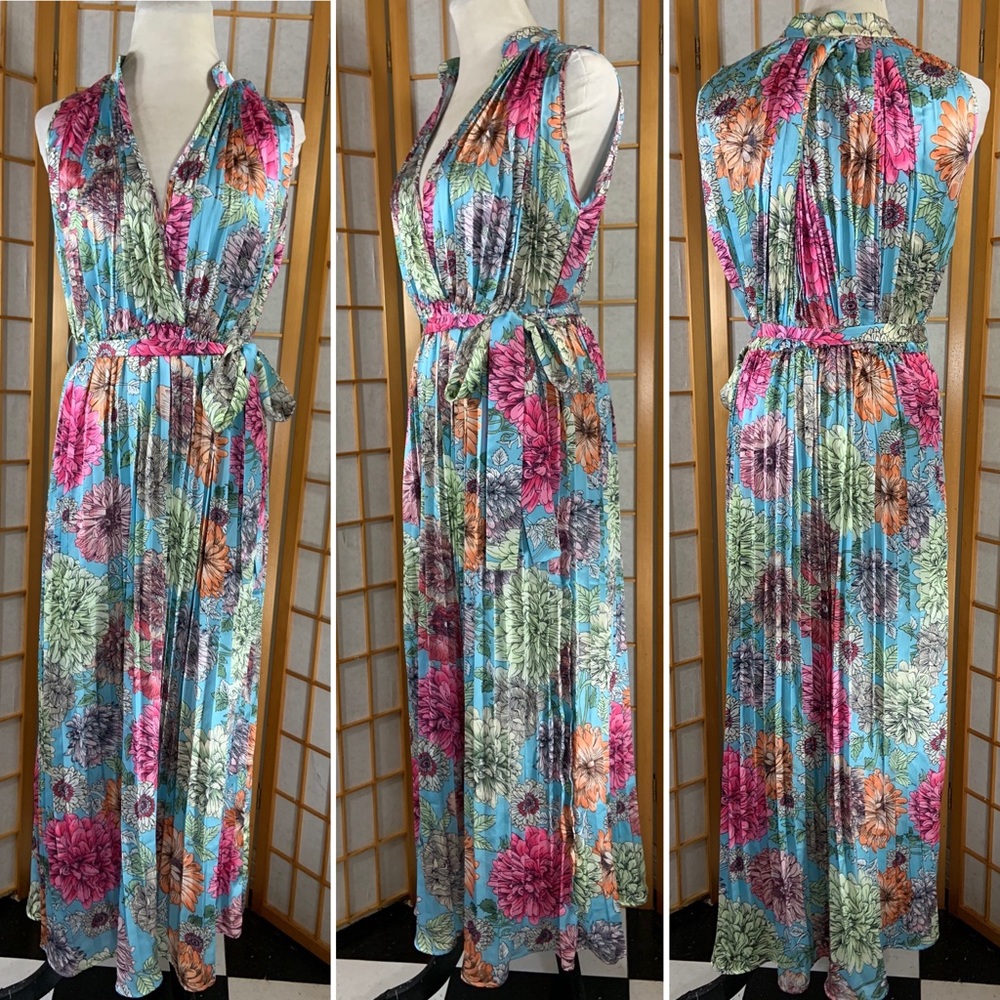 Latiste by Amy retro floral pleated maxi dress